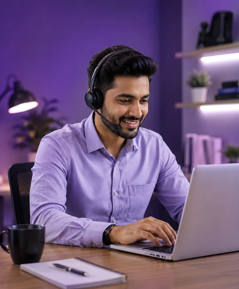Agent using SQUIBIT UC's AI Agent platform on a laptop