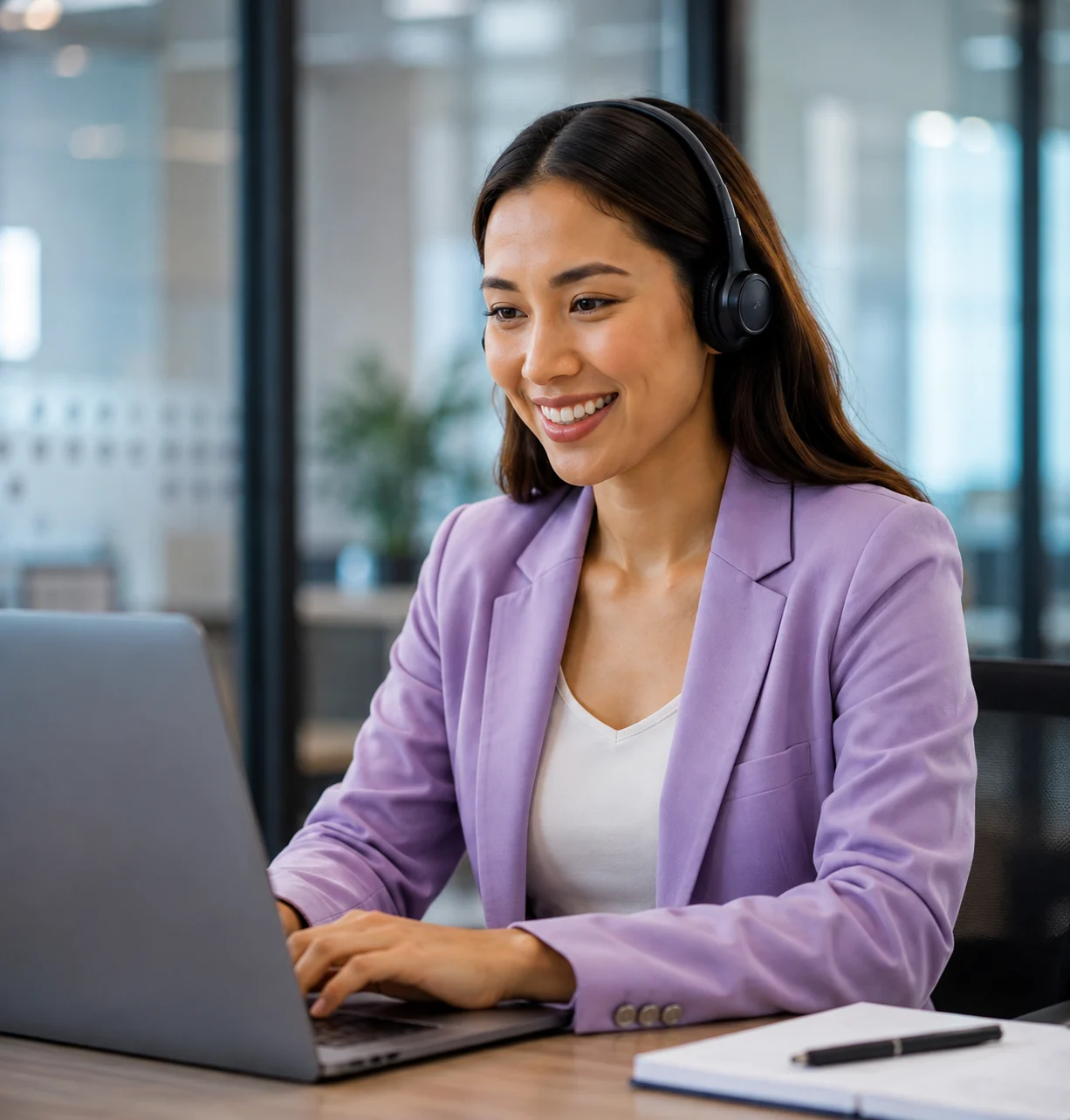 Team member on a business video call using SQUIBIT UC