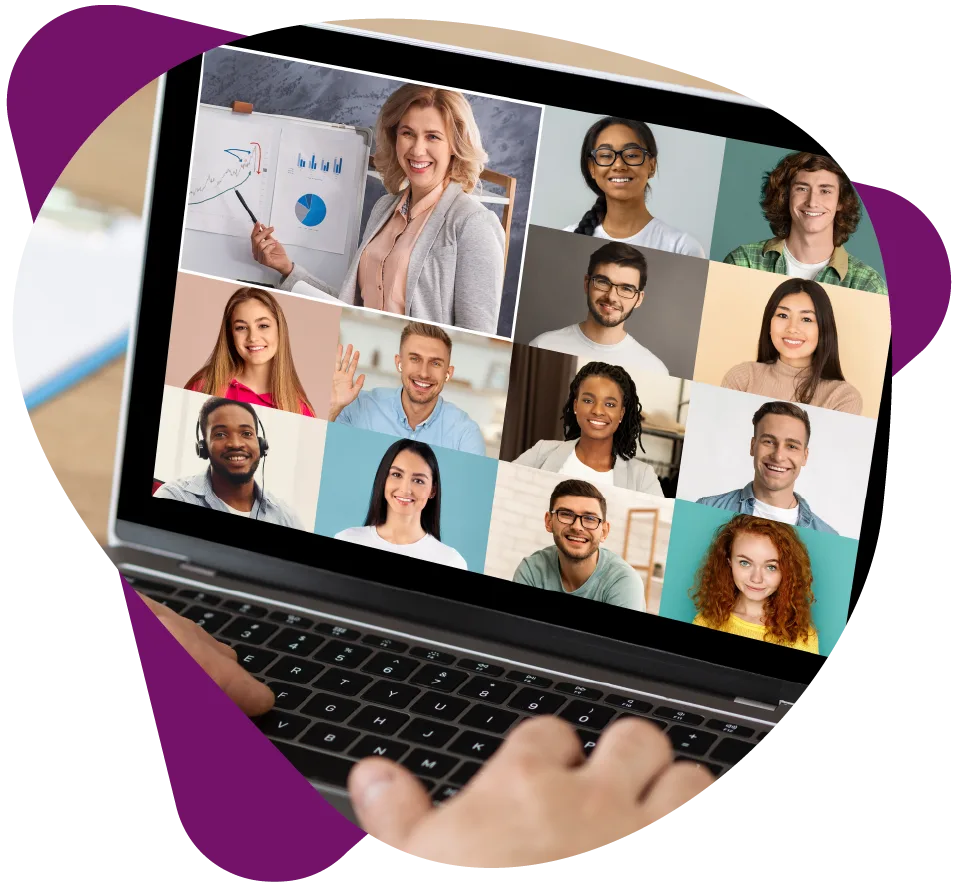 Online-Meeting.-Diverse-Multiethnic-Business-People-Making-Video-Conference-On-Laptop Web Conference Manager